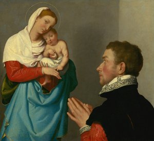 マドンナの前で崇拝の紳士 作： Giovanni Battista Moroni